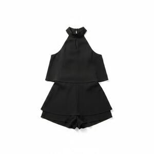 RIVER ISLAND Womens Keyhole High Neck Sleeveless Romper Black S 4-6 Boho Party